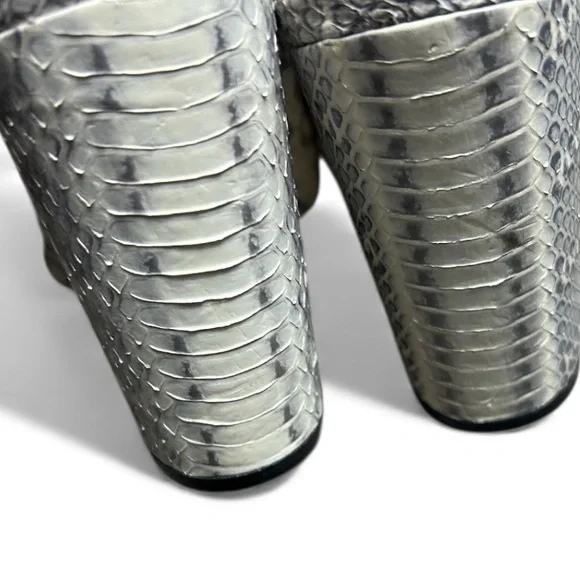 Louise Et Cie Korella Leather Snakeskin Print Heels Mules Size 8M - Picture 5 of 7